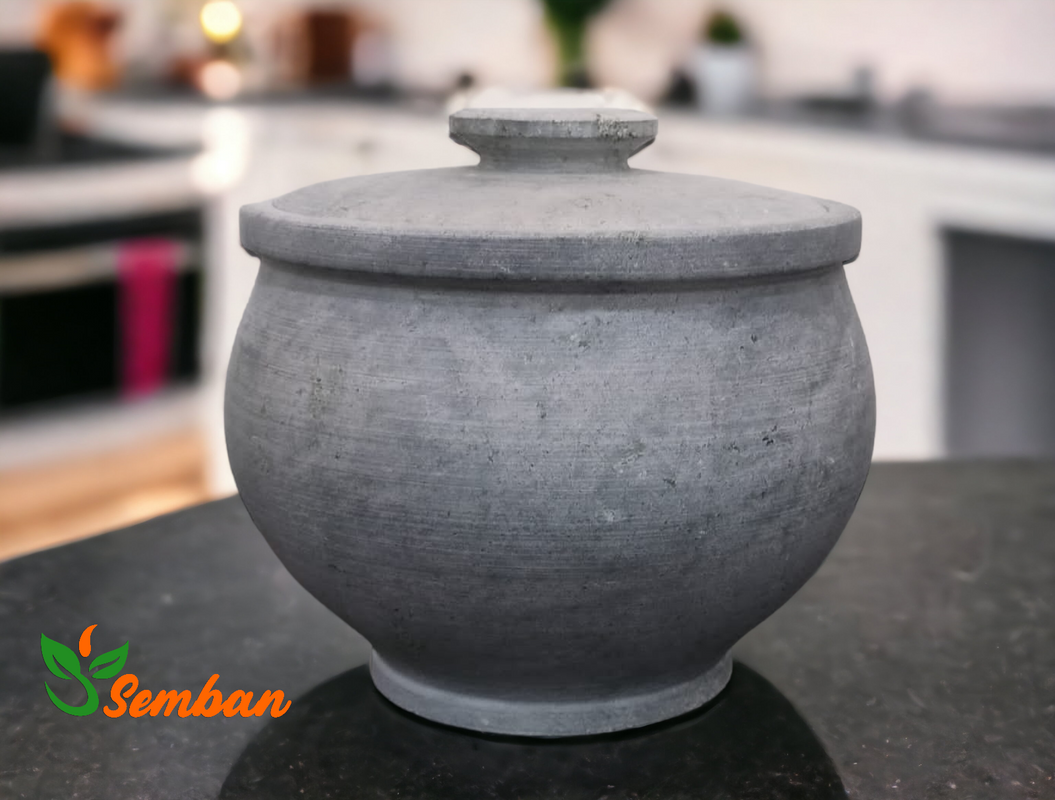 Semban India Natural Soapstone Cookware Curd Pot Storage Pot